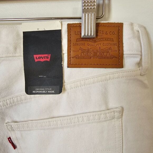 NWT LEVI'S CREAM/WHITE DENIM MAXI SLIT FRONT SKIRT SIZE 30 - Picture 10 of 16